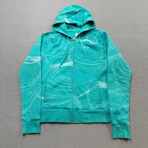 Oakley Hoodie Women's XL Teal Fleece Lined Zip Up Graphic Loose Fit Sweatshirt
